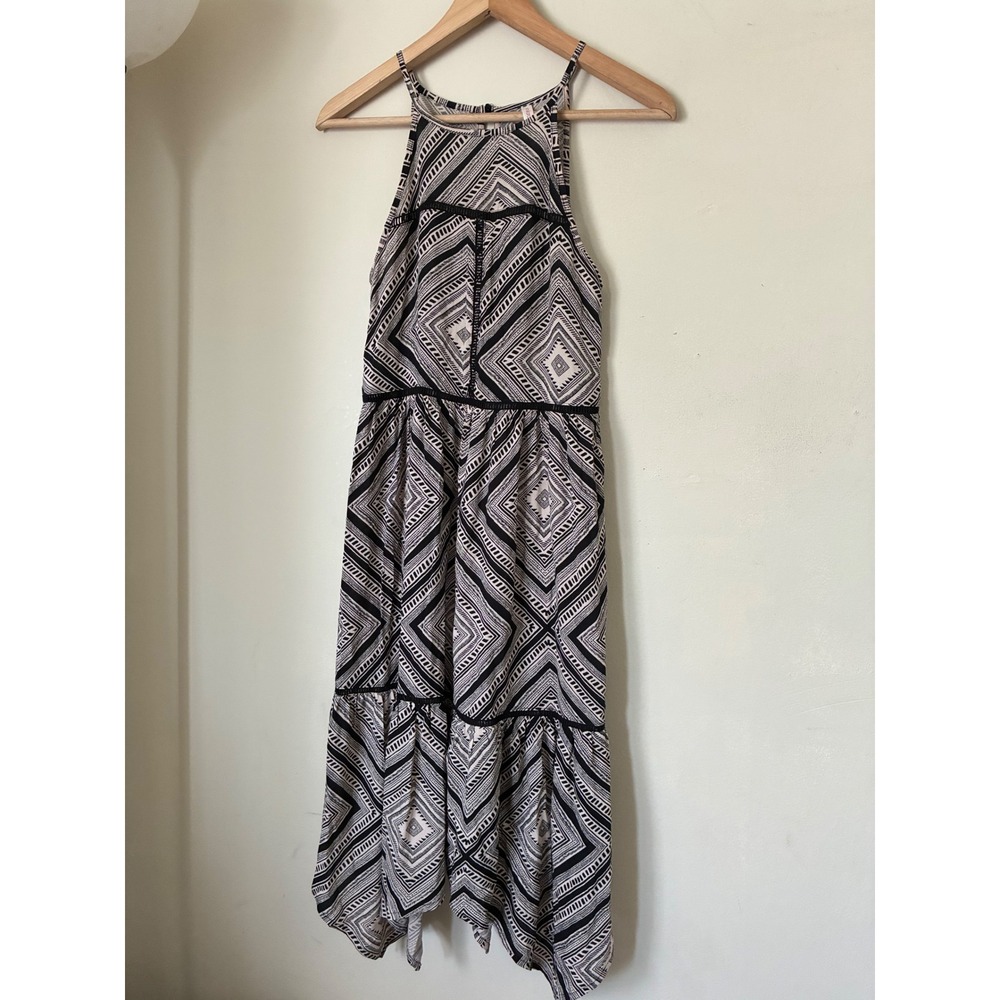 Xhilaration Fairycore Diamond Halter Midi Dress Black White XS